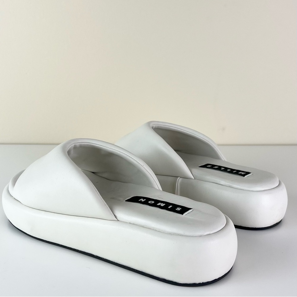 NEW SIMON MILLER IVORY PLATFORM SLIDE SANDALS - Picture 5 of 11